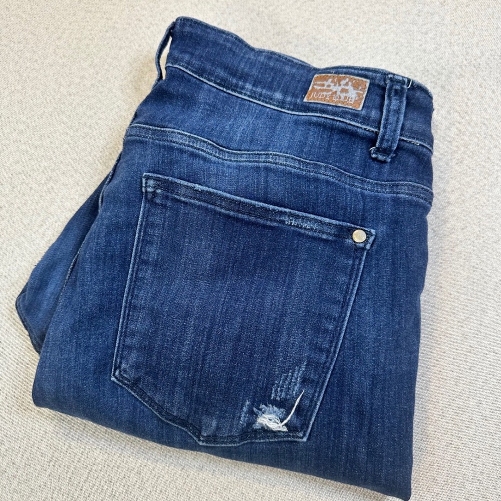 Judy Blue Skinny Jeans Womens 18W Dark Wash Denim Distressed Raw Hem Stretch